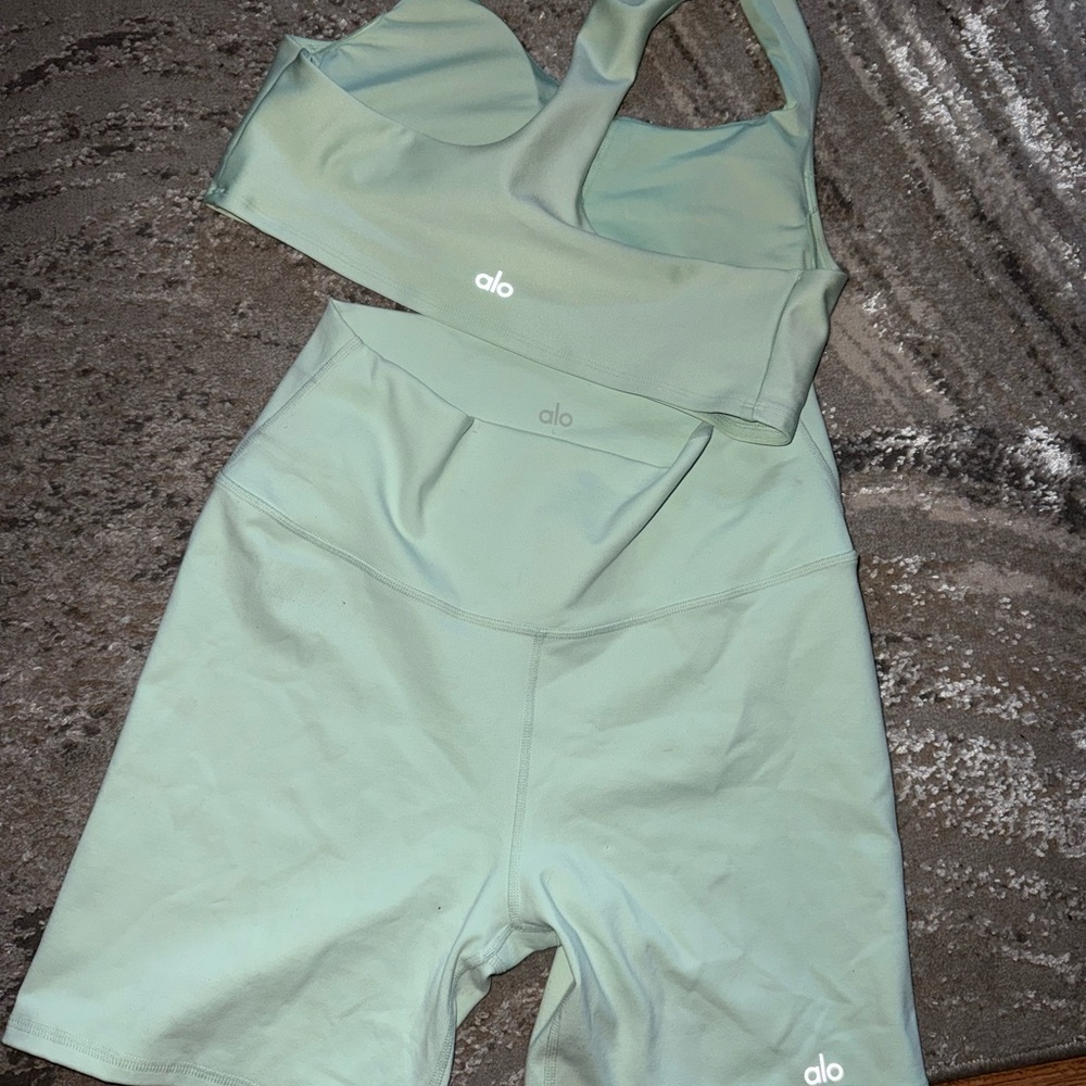 ALO Yoga  Mint Green Two Piece Set